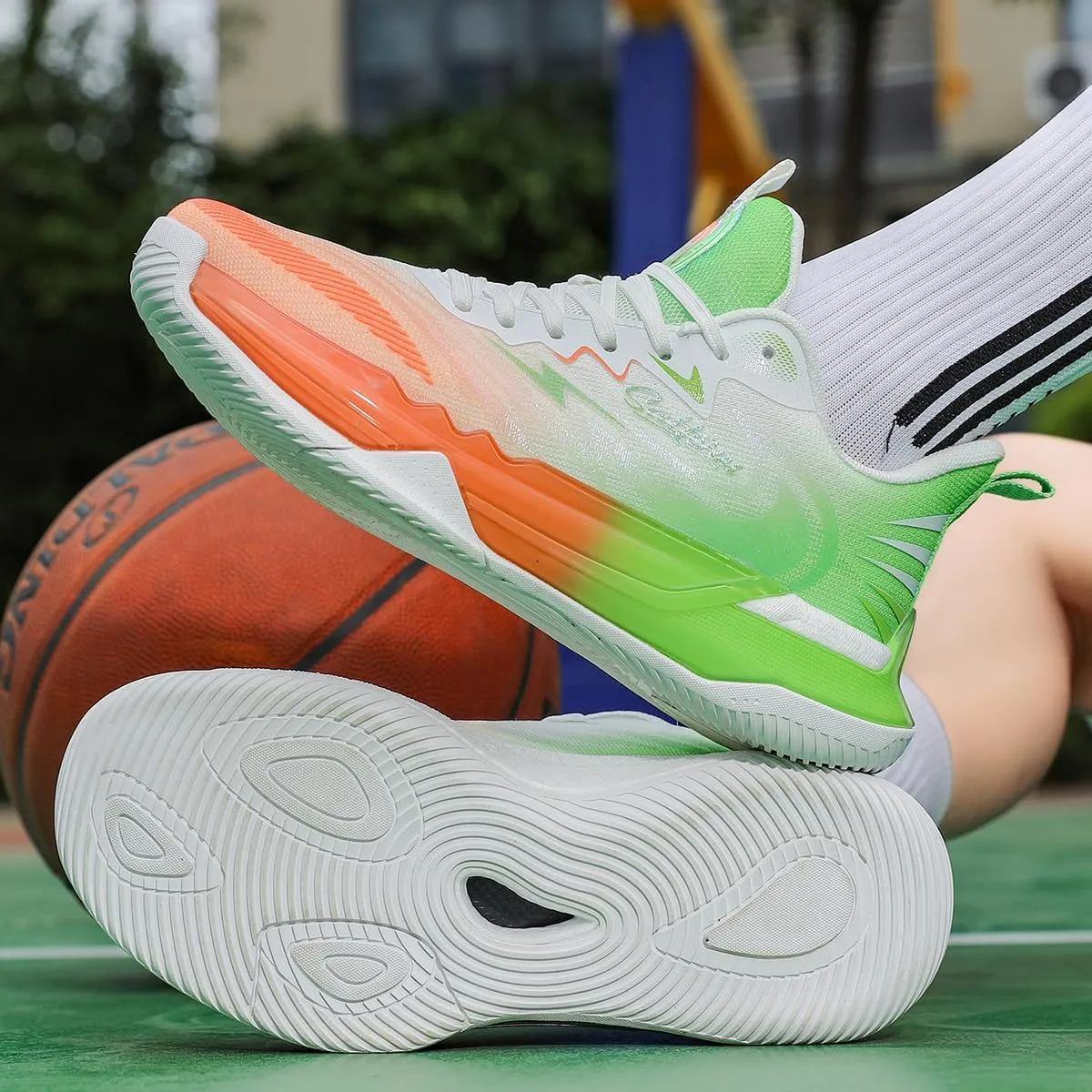 Men's Basketball Shoes Fashion Breathable Sneakers Comfortable Leightweight Running Athletic Lace-Up Non Slip Sport Outdoor Shoe