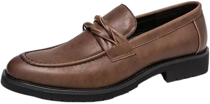 Men's Business Casual Shoes with Fringe Tassel, PU Leather, Slip-On Loafer Shoes, Soft Sole Summer