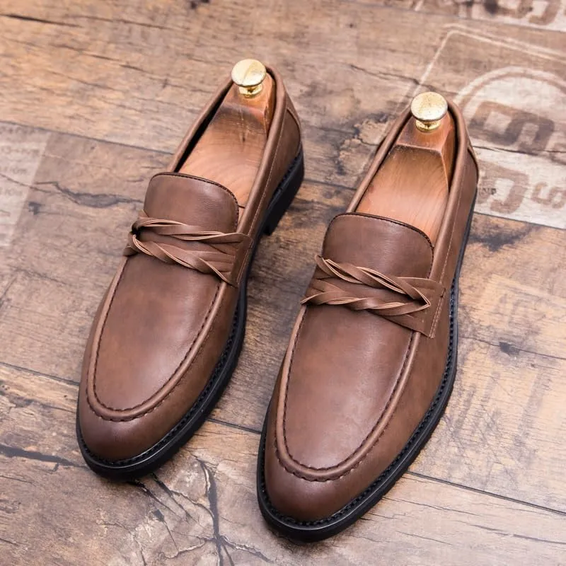 Men's Business Casual Shoes with Fringe Tassel, PU Leather, Slip-On Loafer Shoes, Soft Sole Summer