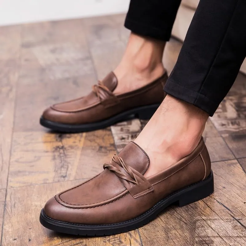 Men's Business Casual Shoes with Fringe Tassel, PU Leather, Slip-On Loafer Shoes, Soft Sole Summer