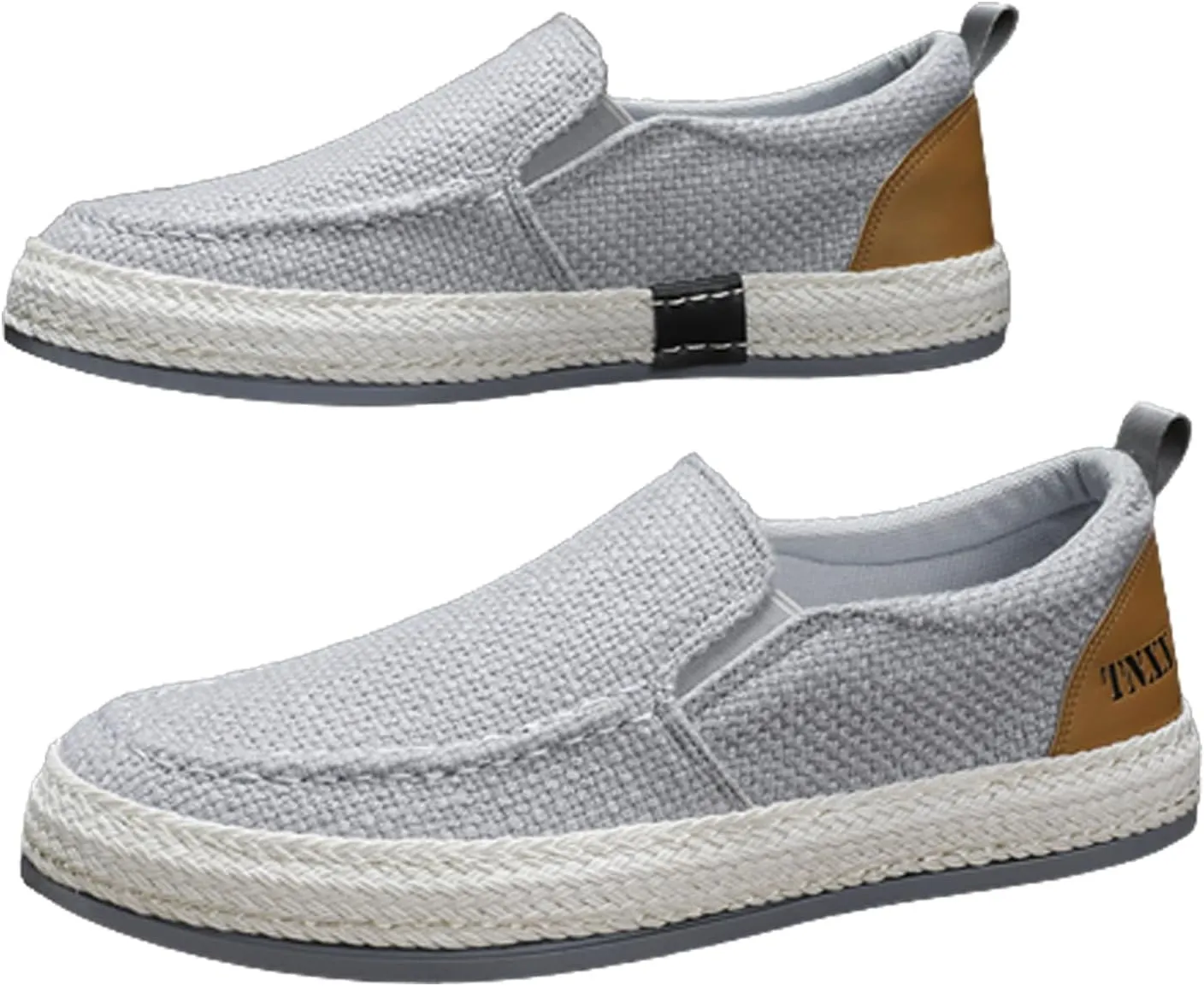 Men's Canvas Slip-on Espadrilles Loafers,Fashion Breathable Hand Stitching Linen Indoor Outdoor Non-Slip Comfortable Flat Fisherman Casual Walking Sneakers Moccasins Boat Shoes