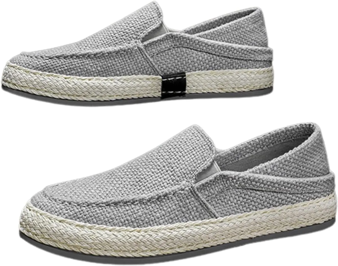 Men's Canvas Slip-on Espadrilles Loafers,Fashion Breathable Hand Stitching Linen Indoor Outdoor Non-Slip Comfortable Flat Fisherman Casual Walking Sneakers Moccasins Boat Shoes