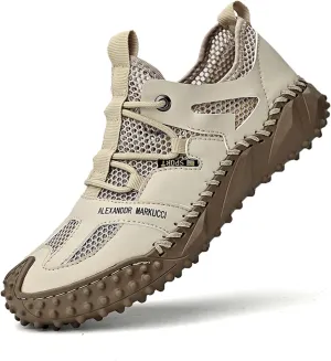 Men's Closed Toe Sandals-Summer Sports Sandals-Casual Breathable Mesh Handmade Sandals-Casual Sneakers-Quick Drying Beach Sandals-Outdoor Non-Slip Hiking Trail Climbing Shoes