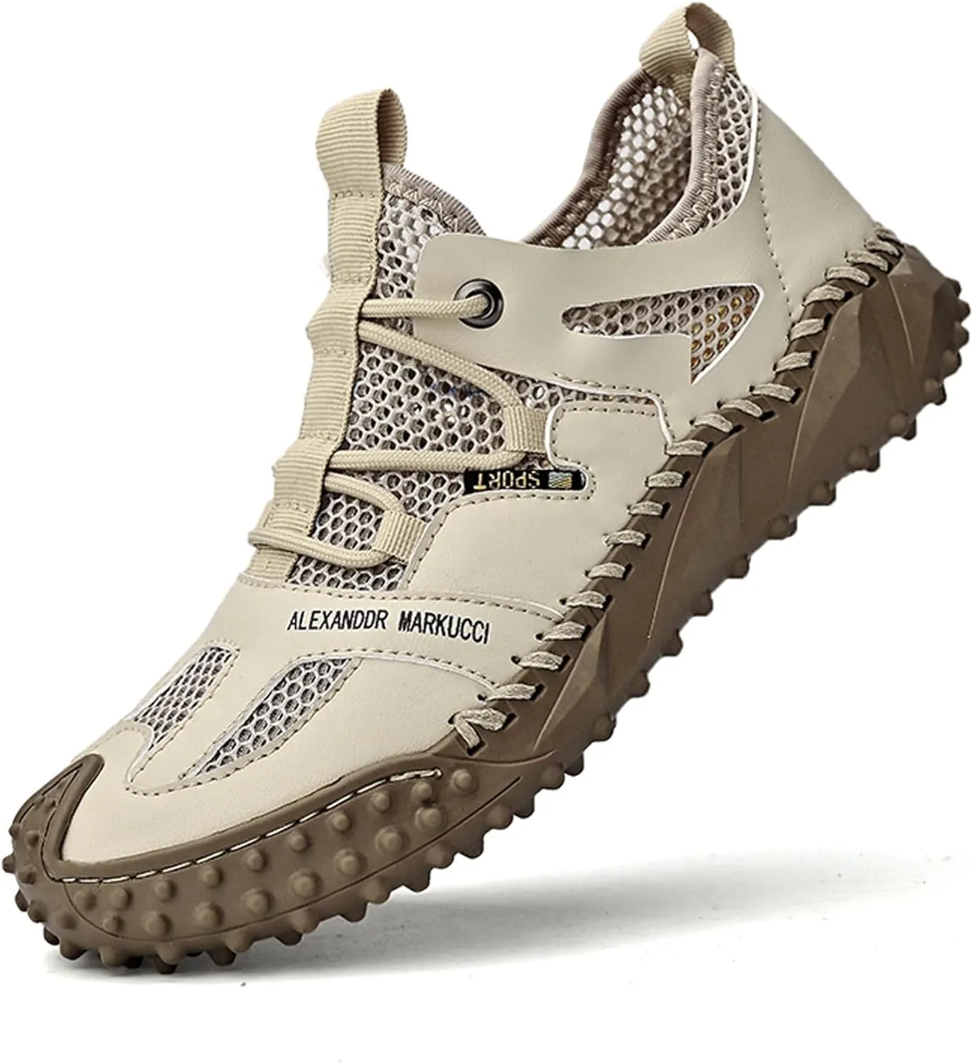 Men's Closed Toe Sandals-Summer Sports Sandals-Casual Breathable Mesh Handmade Sandals-Casual Sneakers-Quick Drying Beach Sandals-Outdoor Non-Slip Hiking Trail Climbing Shoes