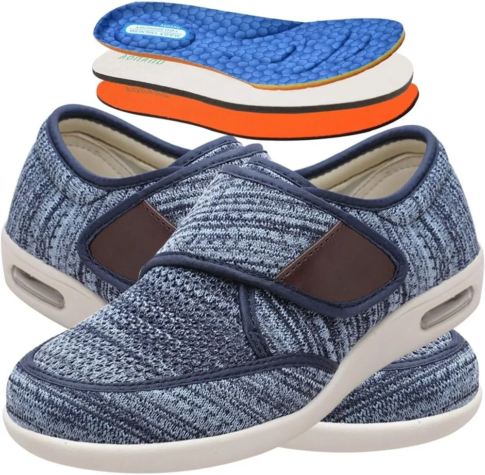 Men's Diabetic Shoes - Extra Wide Trainers for Swollen Feet - Comfortable Slip-On Sneakers with Arch Support