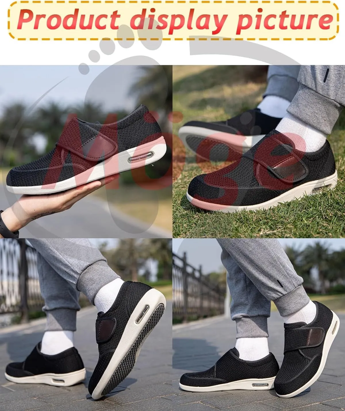 Men's Diabetic Shoes - Extra Wide Trainers for Swollen Feet - Comfortable Slip-On Sneakers with Arch Support
