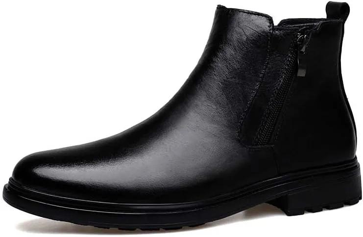 Men's Genuine Cowhide Chelsea Boots,Fashion Oxford Boots,Casual Chukka Boots,Men's Outdoor Business Casual Boots,Zipper,Hand Stitching,Formal Shoes