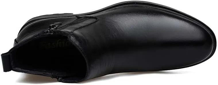 Men's Genuine Cowhide Chelsea Boots,Fashion Oxford Boots,Casual Chukka Boots,Men's Outdoor Business Casual Boots,Zipper,Hand Stitching,Formal Shoes