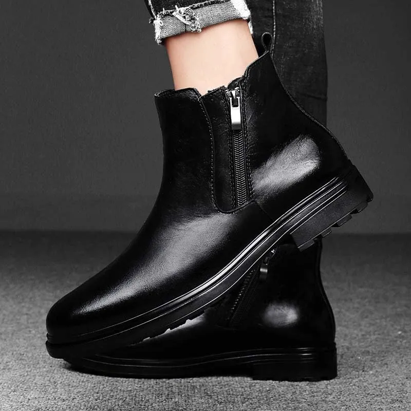 Men's Genuine Cowhide Chelsea Boots,Fashion Oxford Boots,Casual Chukka Boots,Men's Outdoor Business Casual Boots,Zipper,Hand Stitching,Formal Shoes