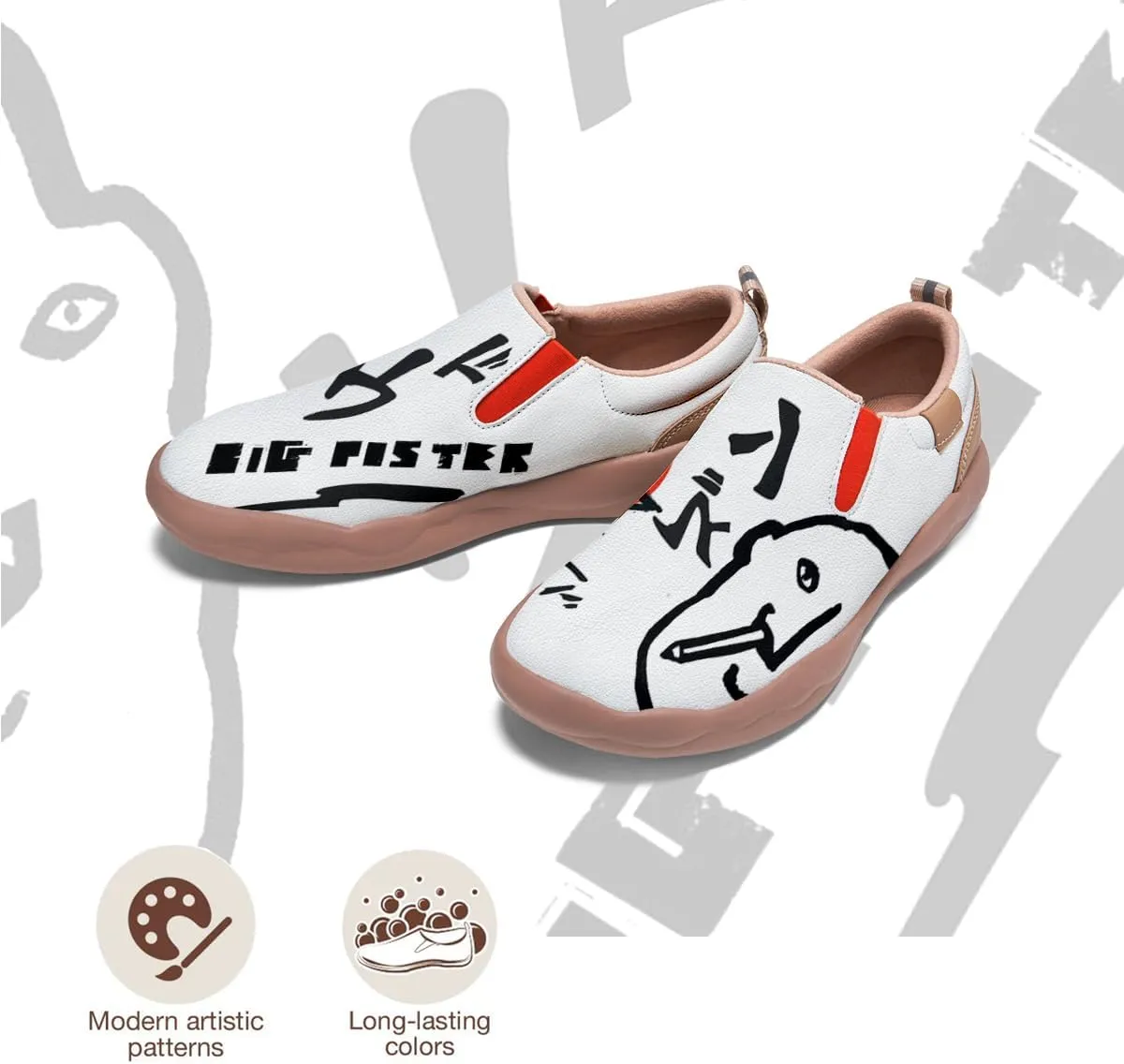 Men's Graffiti Shoes Slip On Casual Walking Travel Painted Loafers Lightweight Comfort Sneakers