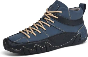 Men's Lightweight Handmade High Top Chukka Boots - Soft Leather Lace-Up Ankle Boots for Driving Hiking & Walking - Non-Slip Dress Sneakers All Season Casual