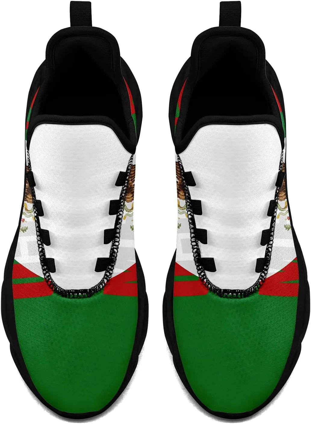 Men's Mexico Flag Running Shoes Lightweight Athletic Sneakers with Patriotic Mexican Eagle Comfortable Sports Shoes for Women
