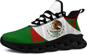 Men's Mexico Flag Running Shoes Lightweight Athletic Sneakers with Patriotic Mexican Eagle Comfortable Sports Shoes for Women