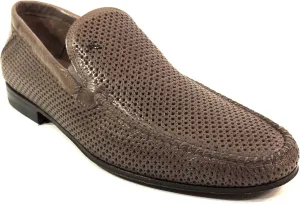 Men's Perforated Leather Loafers, Brown, Comfort Summer Shoes, Size 43 EU