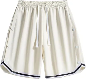 Mens Side Button Workout Basketball Shorts Side Button Athletic Shorts Gym Basketball with Pockets Short