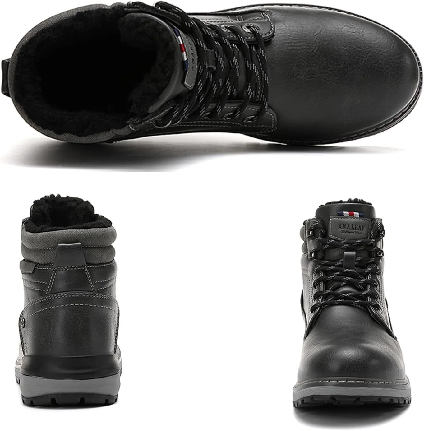 Mens Snow Boots Outdoor Warm Winter Boots Non Slip Fur Lined Shoes