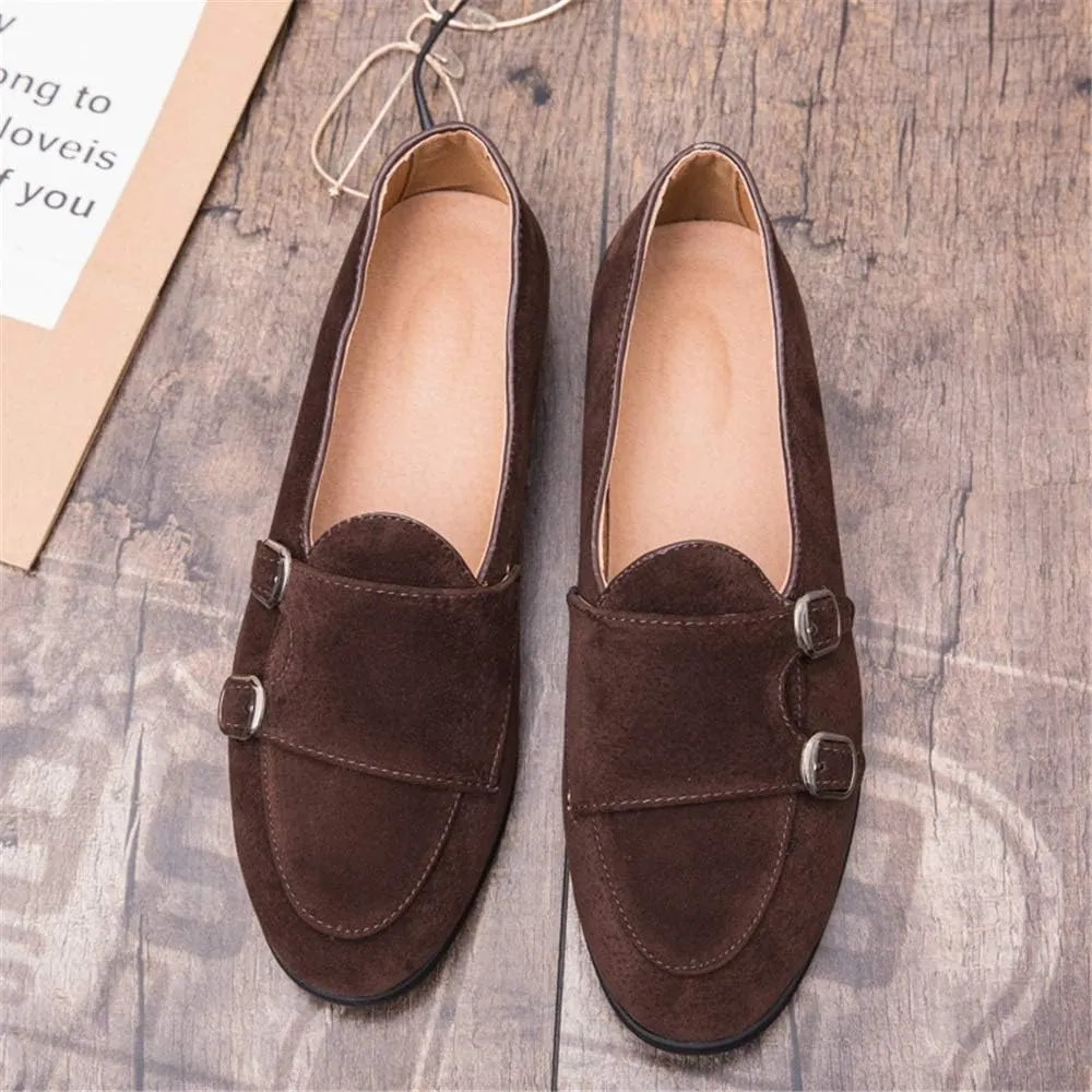 Men's Suede Driving Loafers for Men Casual Monk Strap Boat Shoes Moccasins Synthetic Leather Cozy Lightweight