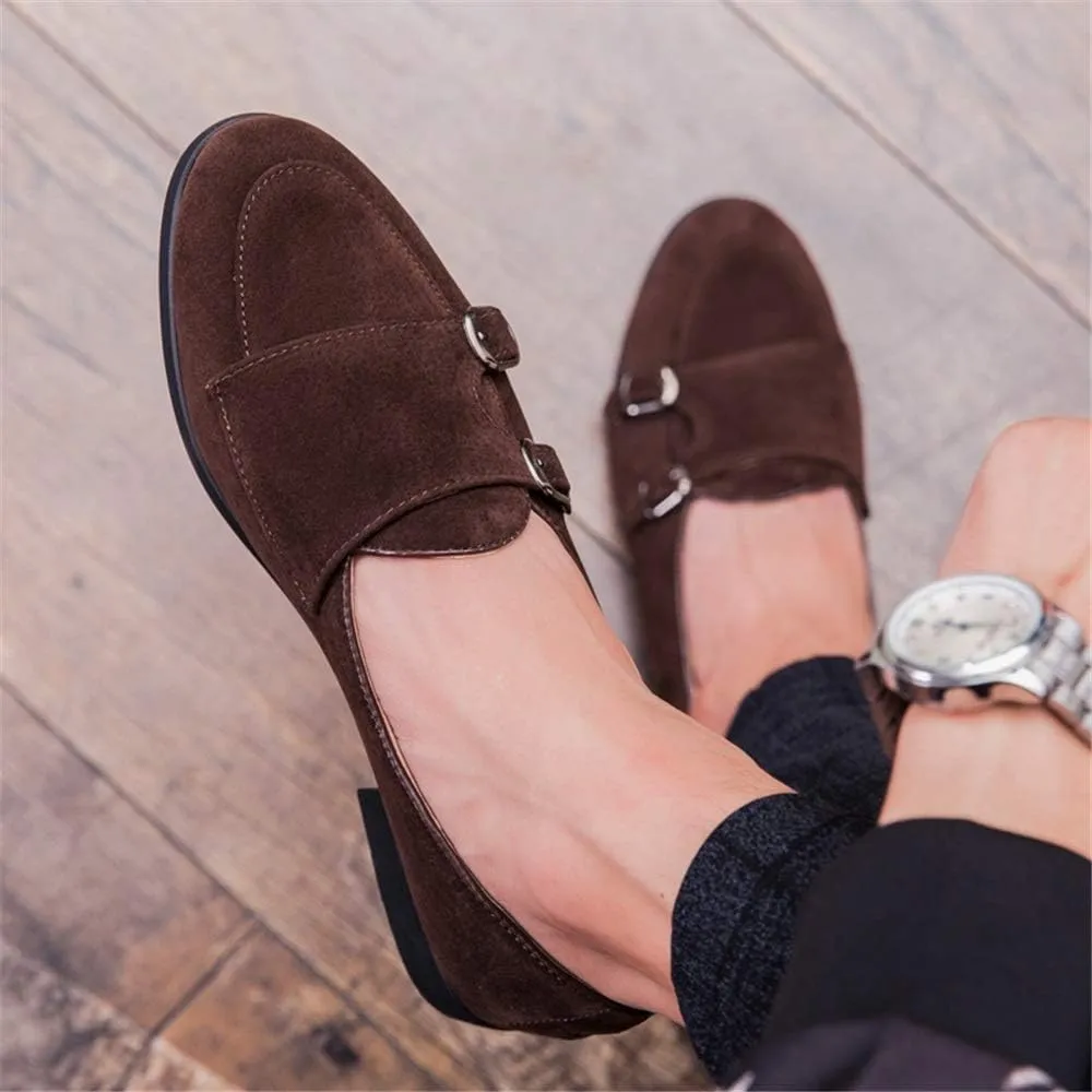 Men's Suede Driving Loafers for Men Casual Monk Strap Boat Shoes Moccasins Synthetic Leather Cozy Lightweight