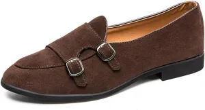 Men's Suede Driving Loafers for Men Casual Monk Strap Boat Shoes Moccasins Synthetic Leather Cozy Lightweight