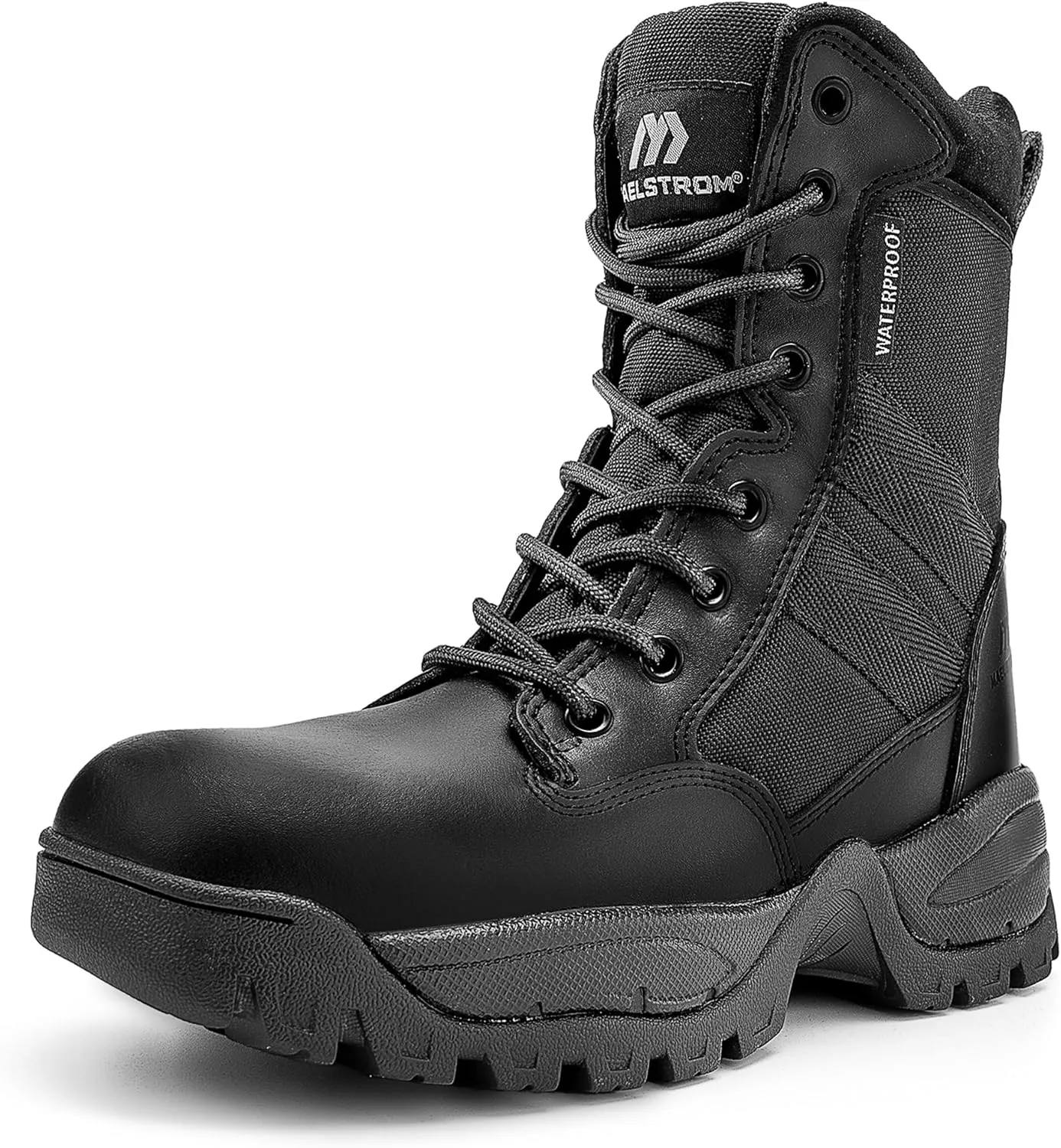 Men's Tactical Work Boots with Side Zipper – Lightweight Leather Military Style, Comfortable, Durable and Breathable for Outdoors