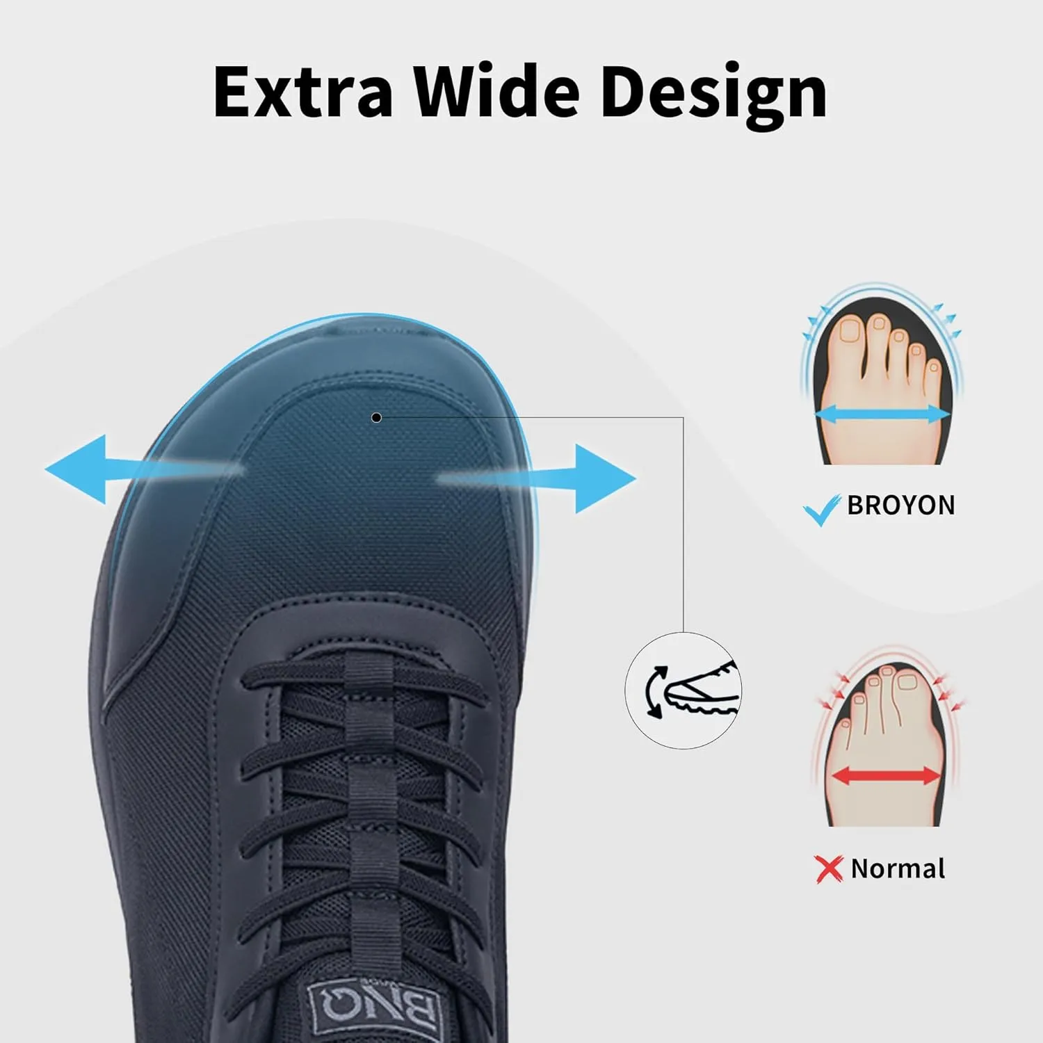 Mens Wide Toe Box Walking Shoes Arch Support Tennis Sneakers Zero Drop Minimalist Casual Shoes Size 7-12