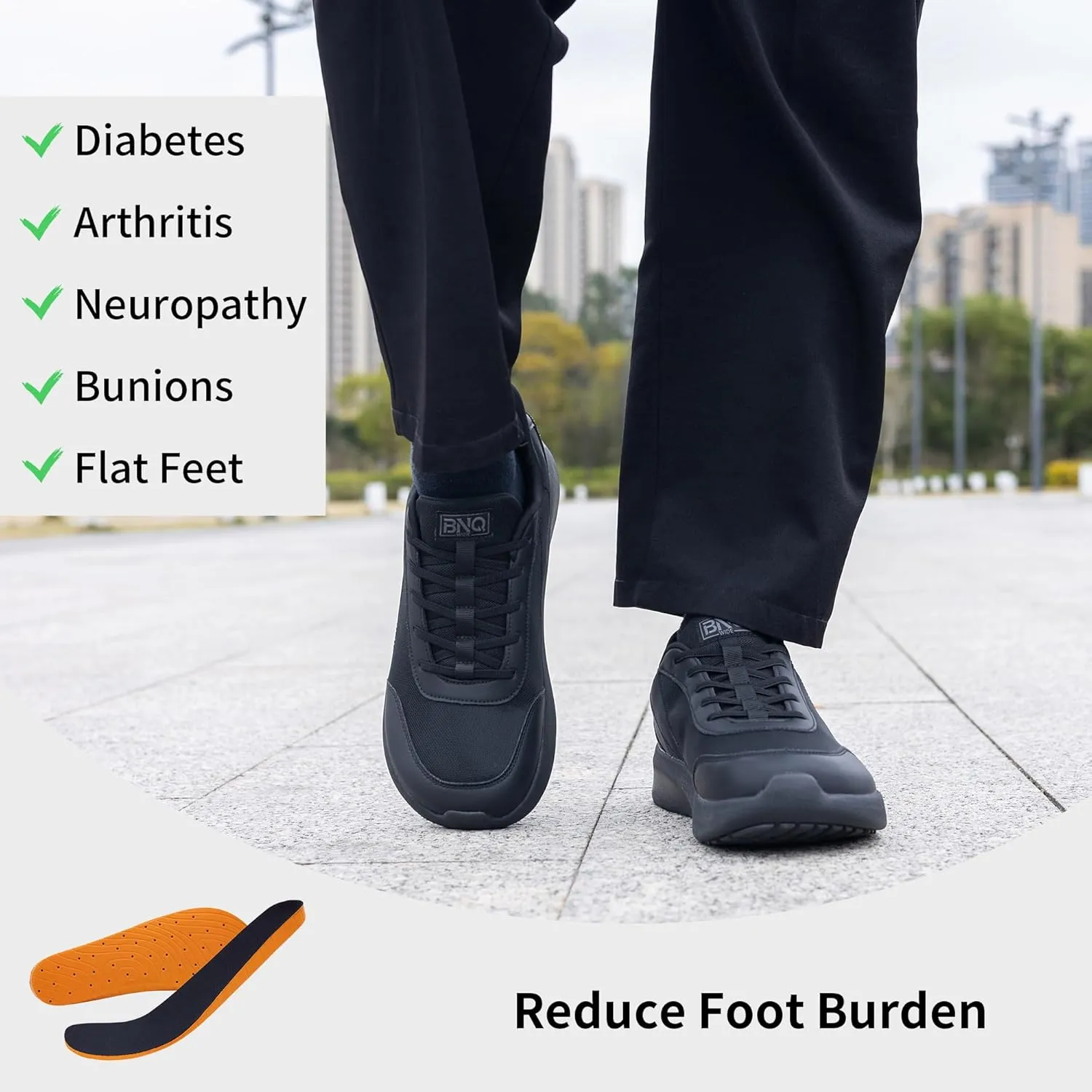 Mens Wide Toe Box Walking Shoes Arch Support Tennis Sneakers Zero Drop Minimalist Casual Shoes Size 7-12