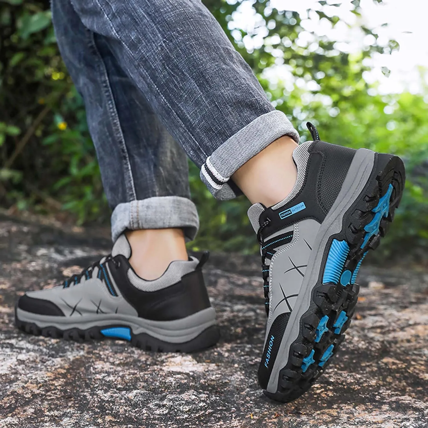 Mens Womens Anti Slip Wear Resistant Lace Up Hiking Boots Comfortable Breathable backpacking boots Rubber Soles Scenic Spots Tourist Boots Couple Park Walking Boots Rock Climbing Boots