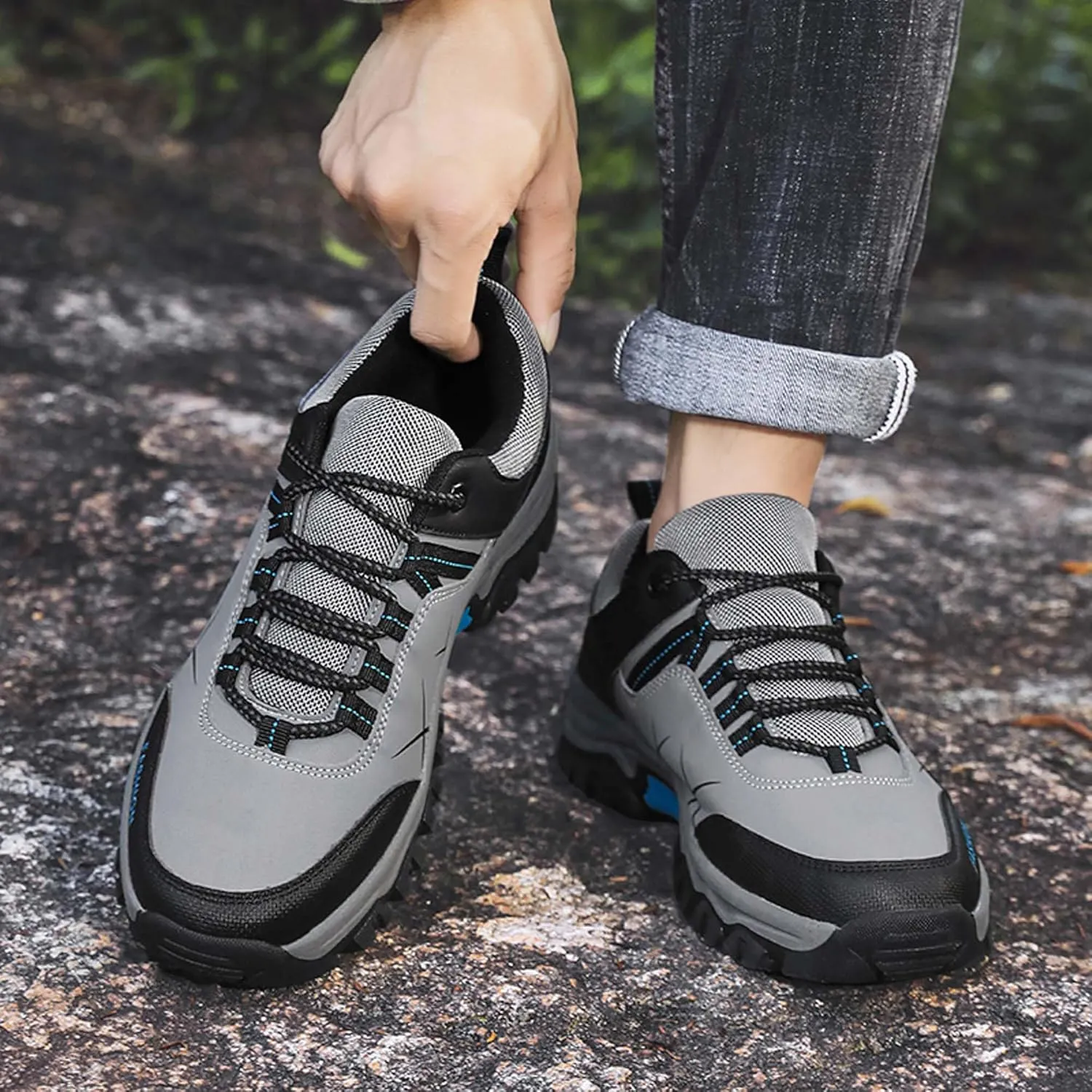 Mens Womens Anti Slip Wear Resistant Lace Up Hiking Boots Comfortable Breathable backpacking boots Rubber Soles Scenic Spots Tourist Boots Couple Park Walking Boots Rock Climbing Boots
