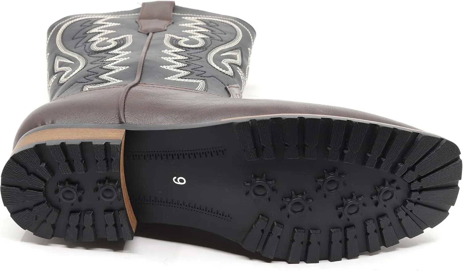 Metrocharm Men's Cowboy Western Embroidered Square Toe Boots WESTERN-03