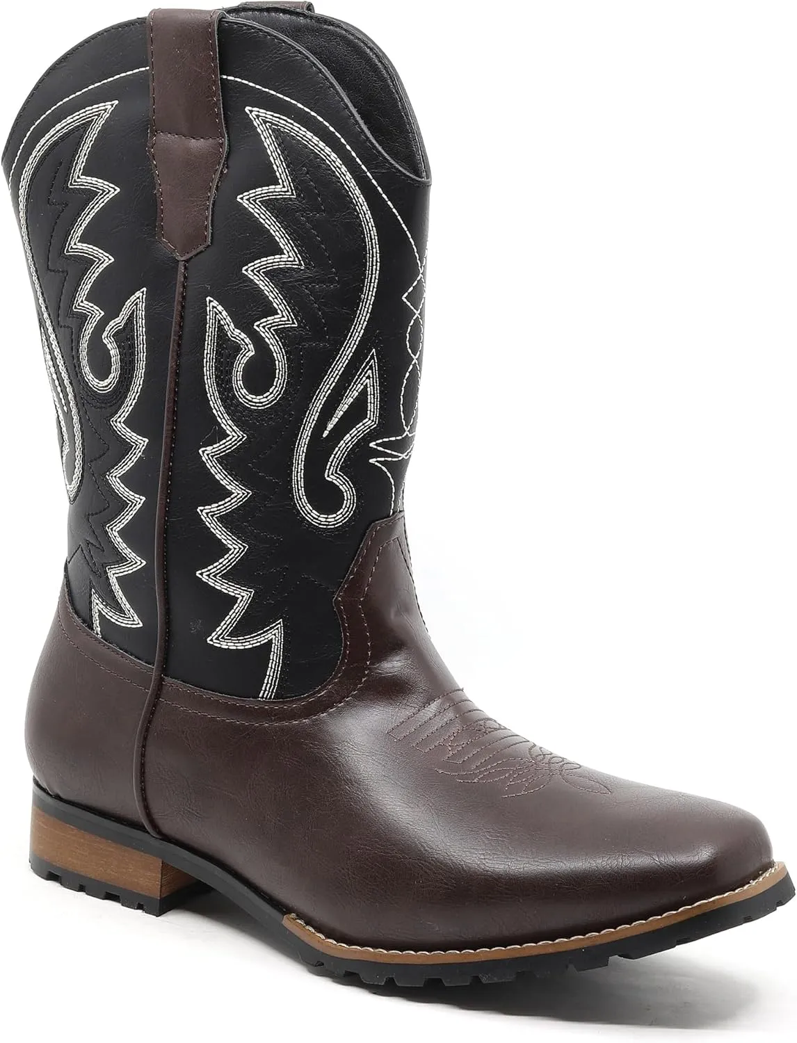 Metrocharm Men's Cowboy Western Embroidered Square Toe Boots WESTERN-03