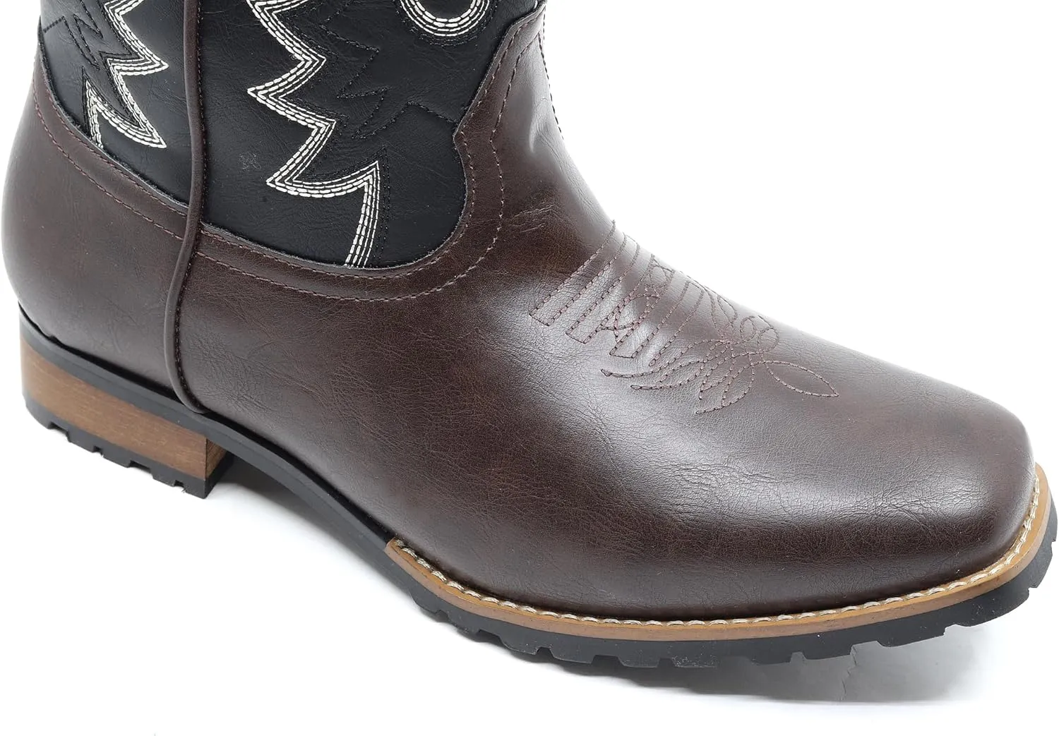 Metrocharm Men's Cowboy Western Embroidered Square Toe Boots WESTERN-03