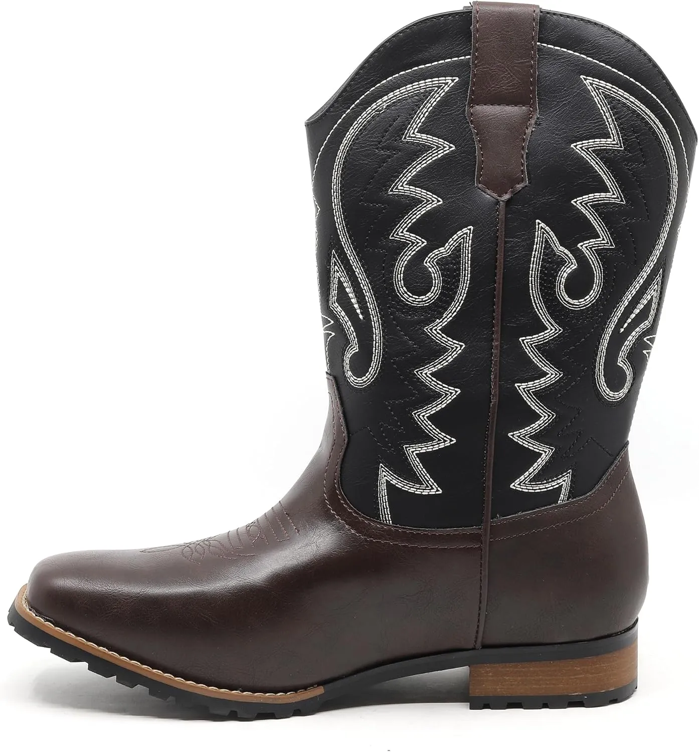 Metrocharm Men's Cowboy Western Embroidered Square Toe Boots WESTERN-03