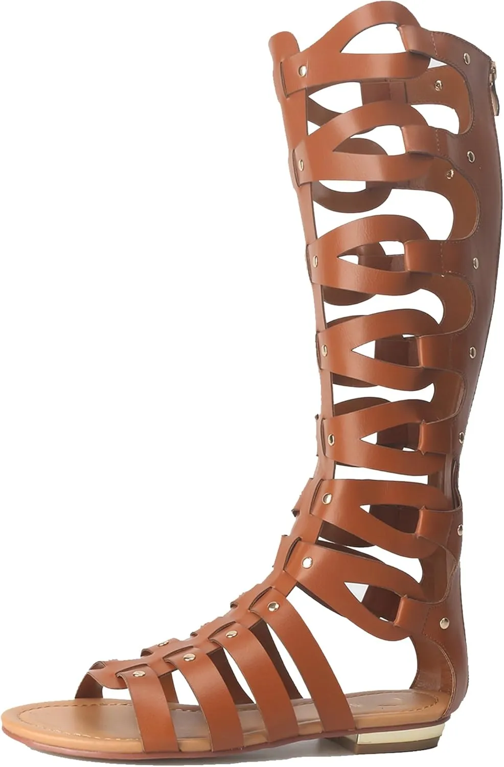 Minishion Womens Gladiator Sandals Flat Knee High Summer Dress Boots with Zip TM001
