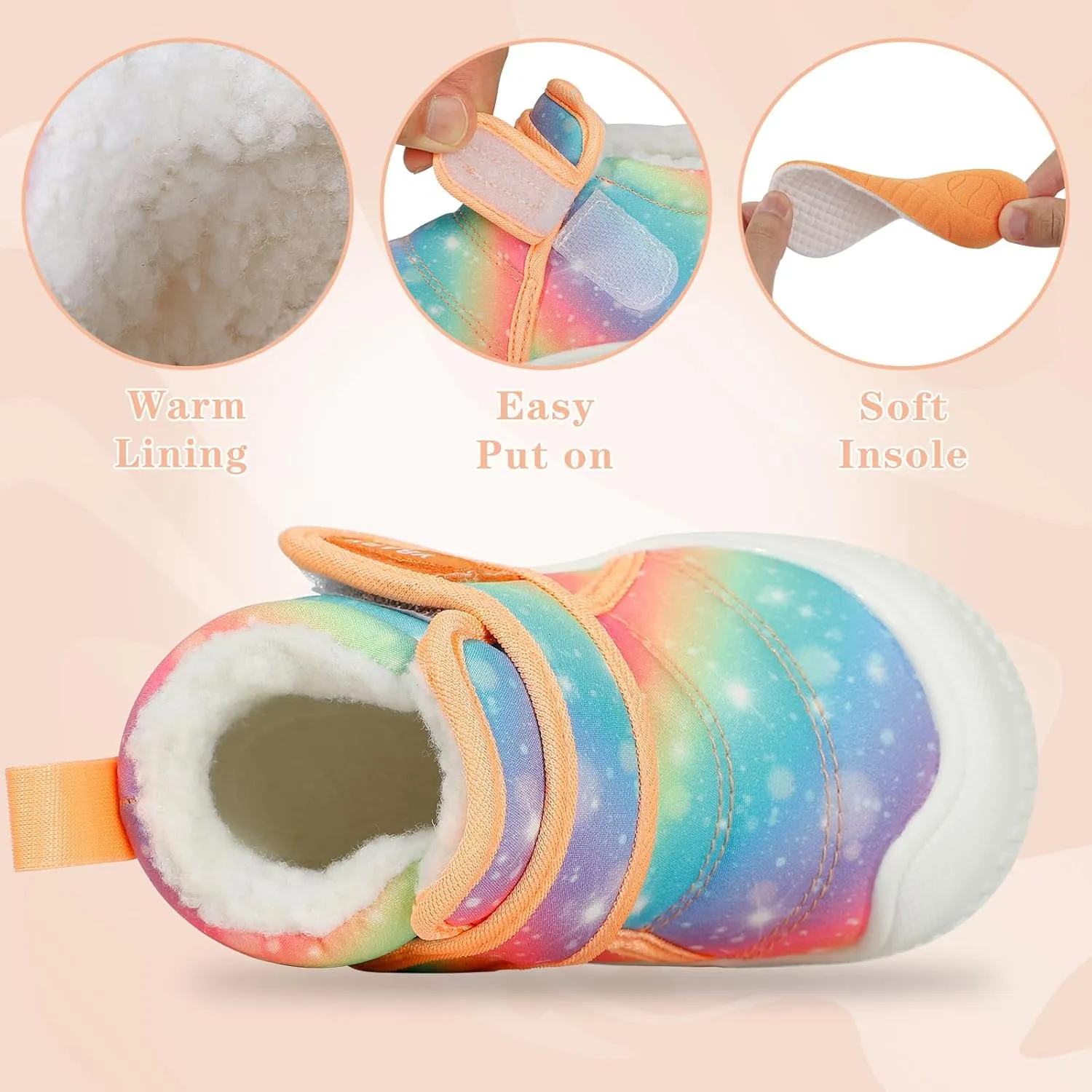 MK MATT KEELY Baby Winter Warm Shoes for Infant Boys Girls Toddler Plush Lining Snow Boots Soft Sole Non-Slip Walking Shoes Outdoor Faux Fur Booties