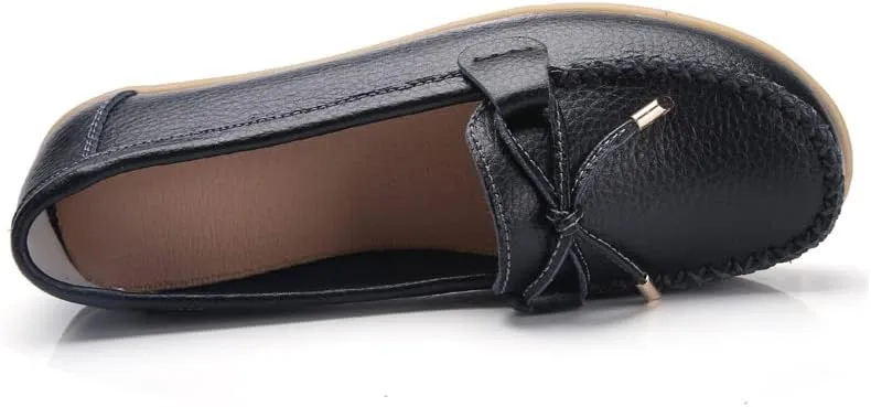 Momuk Women's Penny Loafers Leather Driving Moccasins Slip On Boat Shoes Fashion Comfort Flats