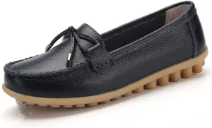 Momuk Women's Penny Loafers Leather Driving Moccasins Slip On Boat Shoes Fashion Comfort Flats