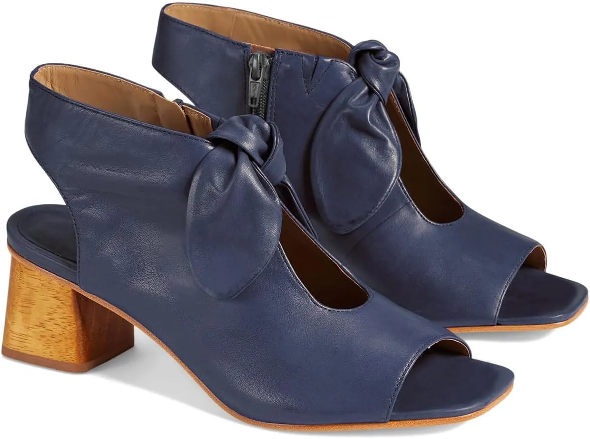 MOOMMO Women Heeled Sandals with Bow Open Toe Low Chunky Block Heel Sandal Booties Cutout 2" Heels Backless Slingback Dress Shoes Peep Toe Back Zipper Suede Sandal Dressy Summer Beach Casual 4-13 M US