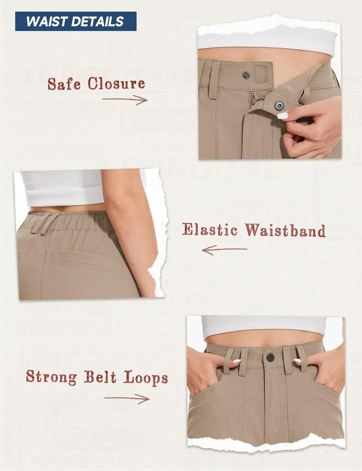 Moosehill Cargo Hiking Pants Women High Waisted Water Resistance Baggy Stretch Work Casual Travel Streetwear