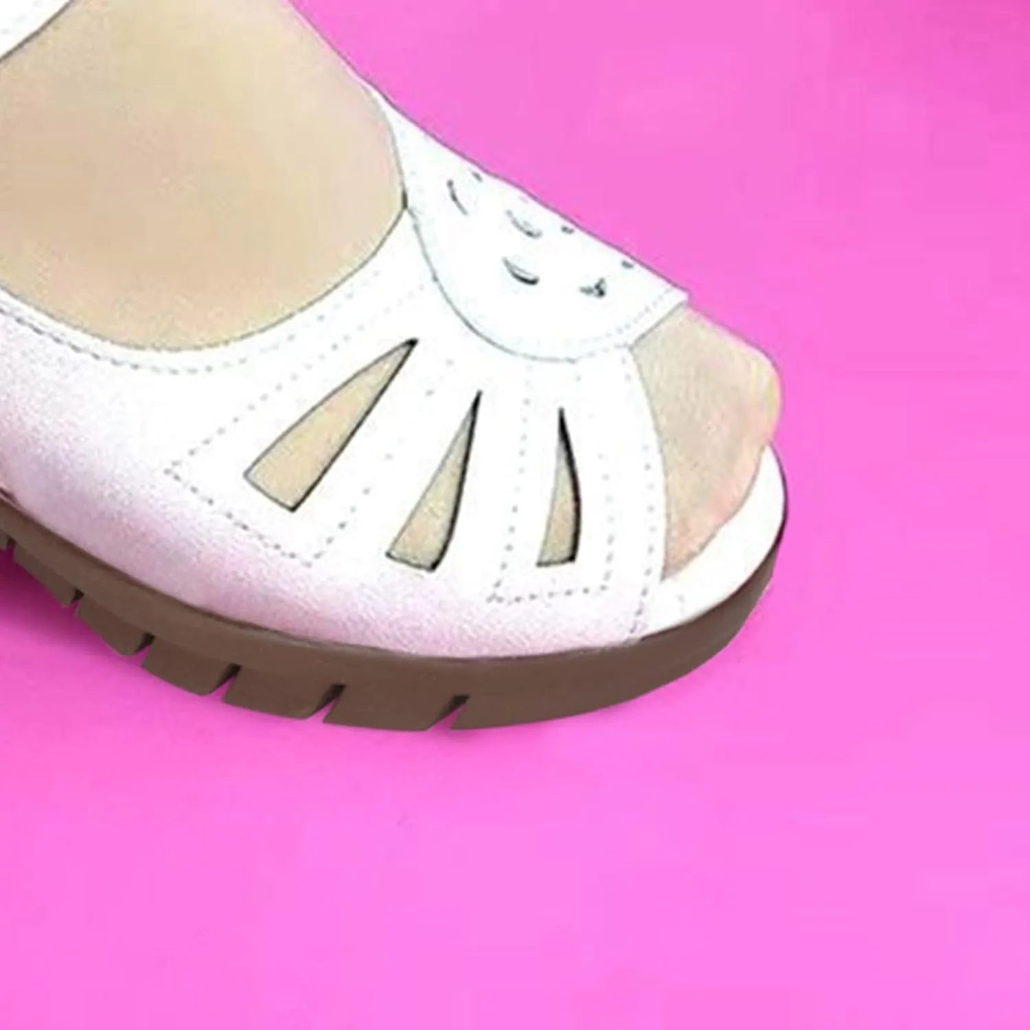 Mother's Day Gift Summer Hollow-Out Wedge Platform Sandals for Older Women, Open-Toe Dress Walking Flats Boho Sandal & Ankle Strap