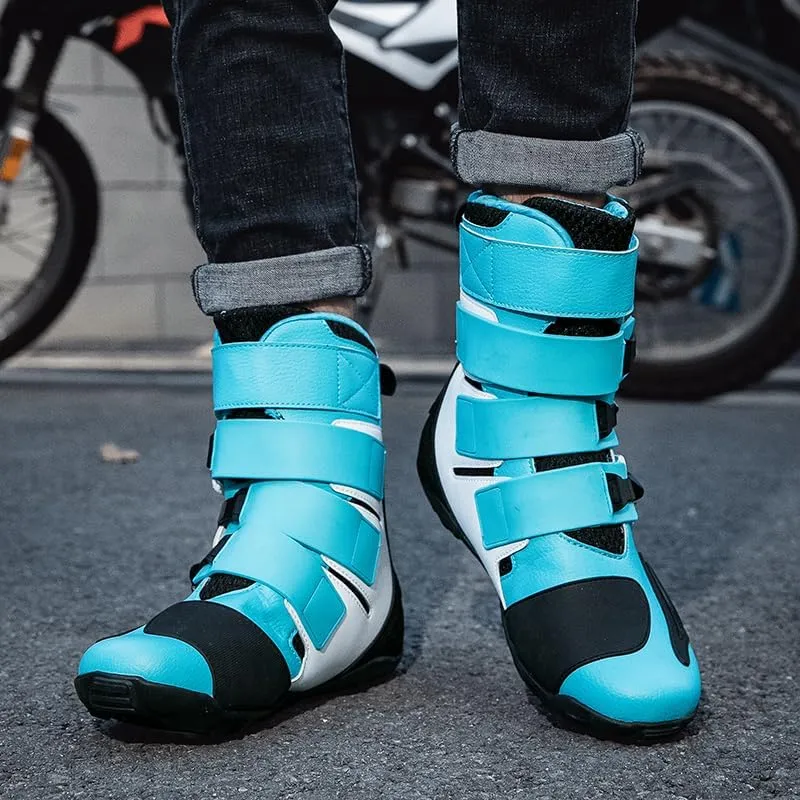 Motorcycle Riding Boots – Durable Leather Boots for Men & Women, Anti-Slip Sole, Racing & Sports Protection