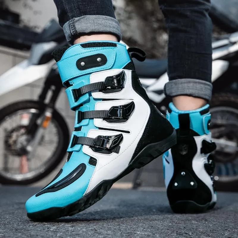 Motorcycle Riding Boots – Durable Leather Boots for Men & Women, Anti-Slip Sole, Racing & Sports Protection