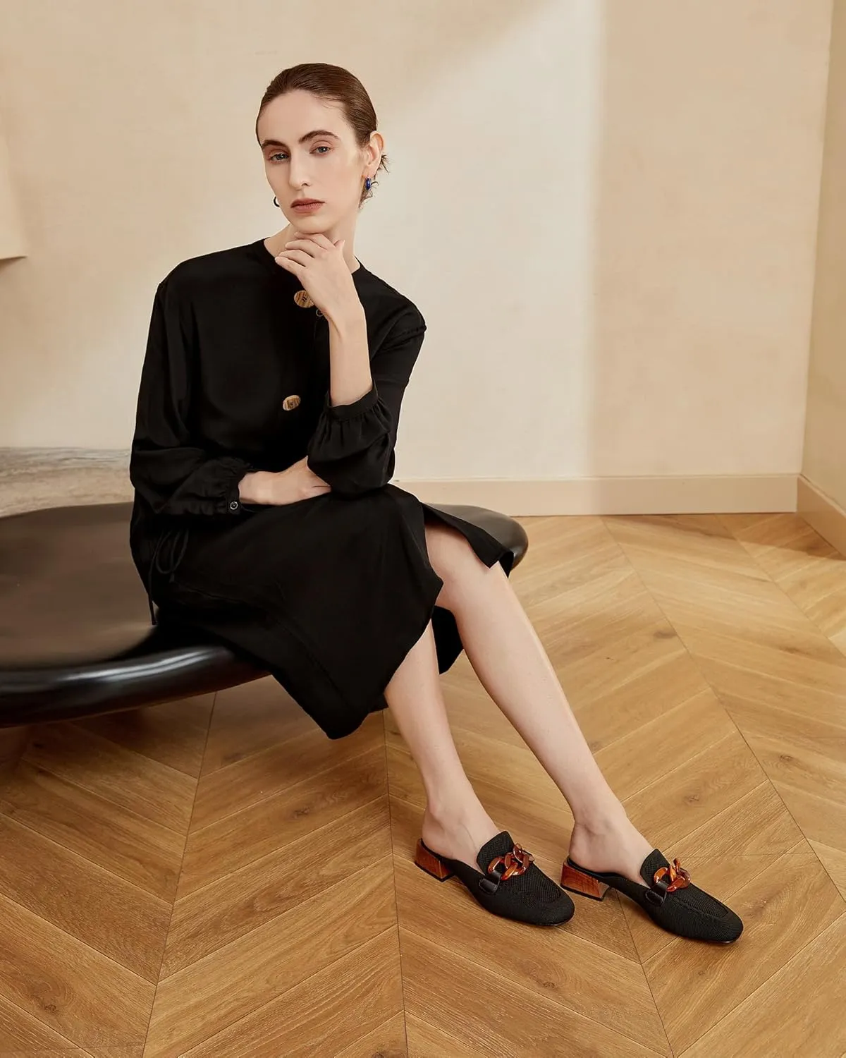 Mousse Fit Women Flat Mules Commute Pointed Toe Mules Flats Slip On Slides Walking Shoes