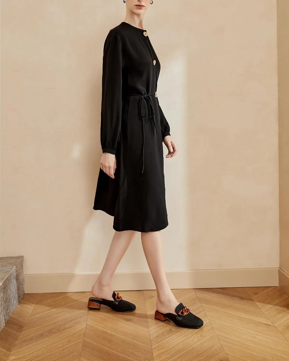 Mousse Fit Women Flat Mules Commute Pointed Toe Mules Flats Slip On Slides Walking Shoes