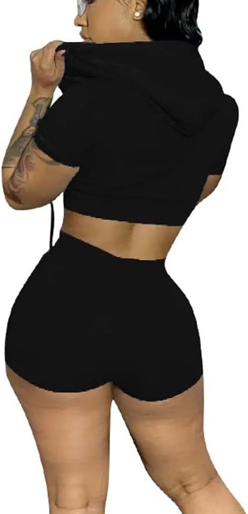 Mrskoala Women's 2 Piece Outfits Summer Bodycon Short Pants Workout Sets