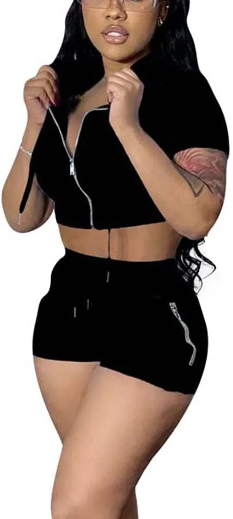 Mrskoala Women's 2 Piece Outfits Summer Bodycon Short Pants Workout Sets