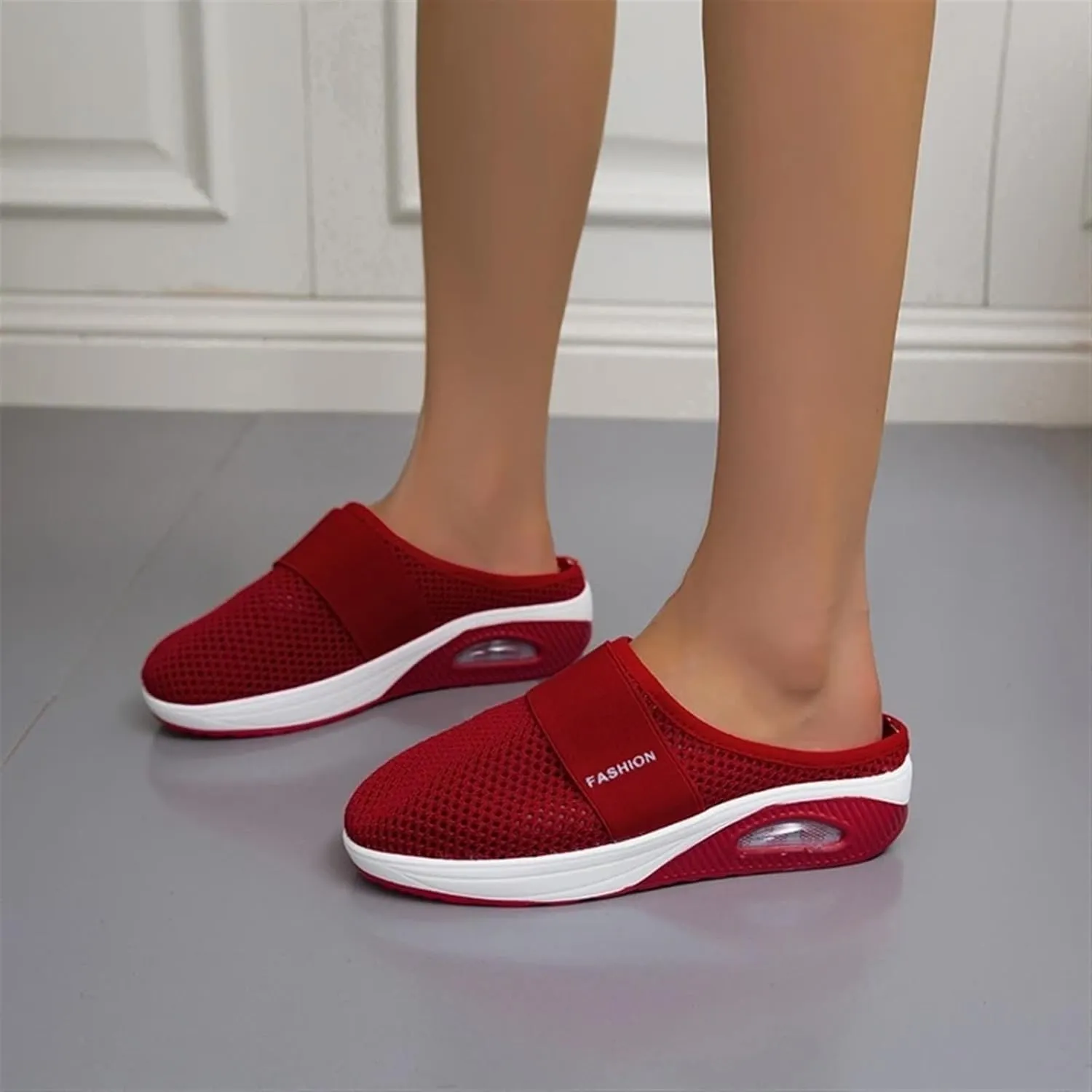Mules for Women 2025 Backless Walking Sneakers Summer Slip-On Mule Shoes Air Cushion Platform Mesh Orthopedic Diabetic Clogs Lightweight Outdoor Slippers on Feet All Day