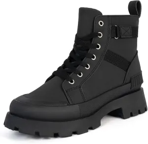 MUSSHOE Womens Combat Boots Fashion Ankle Boots for Women Lace up Heel Lug Sole