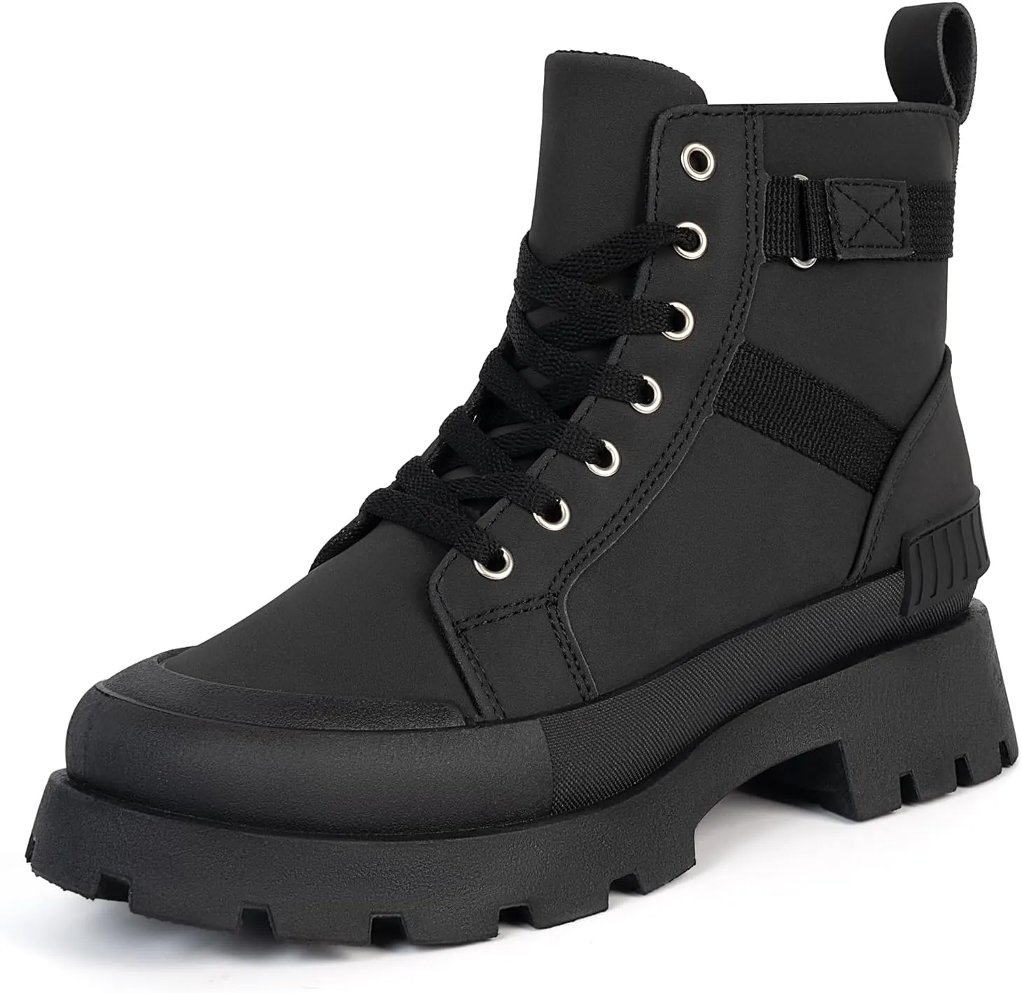 MUSSHOE Womens Combat Boots Fashion Ankle Boots for Women Lace up Heel Lug Sole