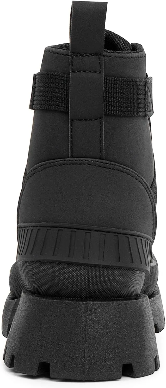 MUSSHOE Womens Combat Boots Fashion Ankle Boots for Women Lace up Heel Lug Sole