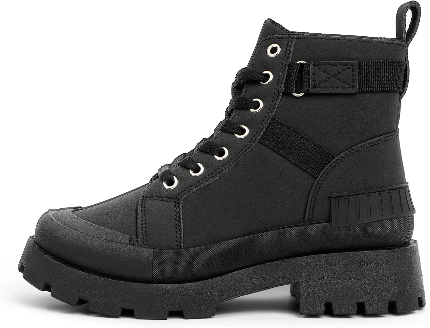 MUSSHOE Womens Combat Boots Fashion Ankle Boots for Women Lace up Heel Lug Sole